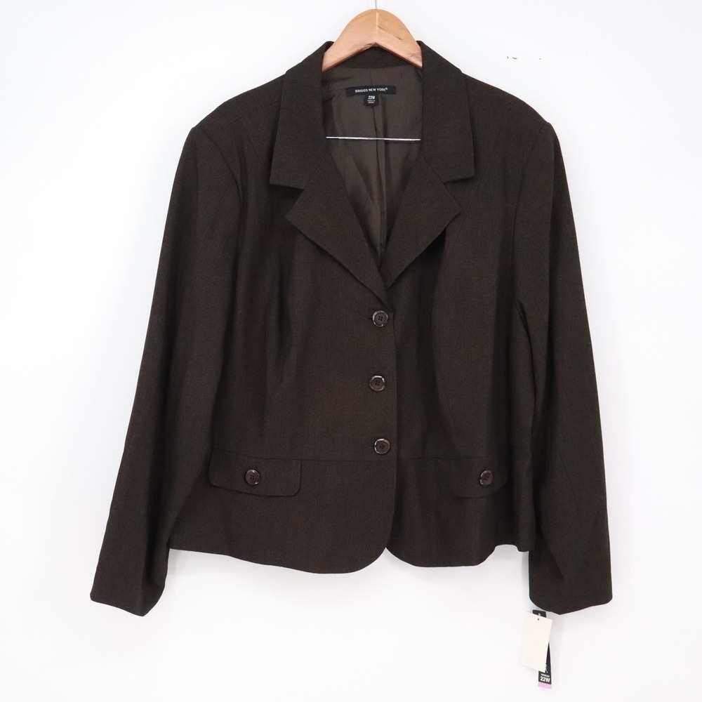 Briggs New York Blazer Womens 22W Olive Button-down New